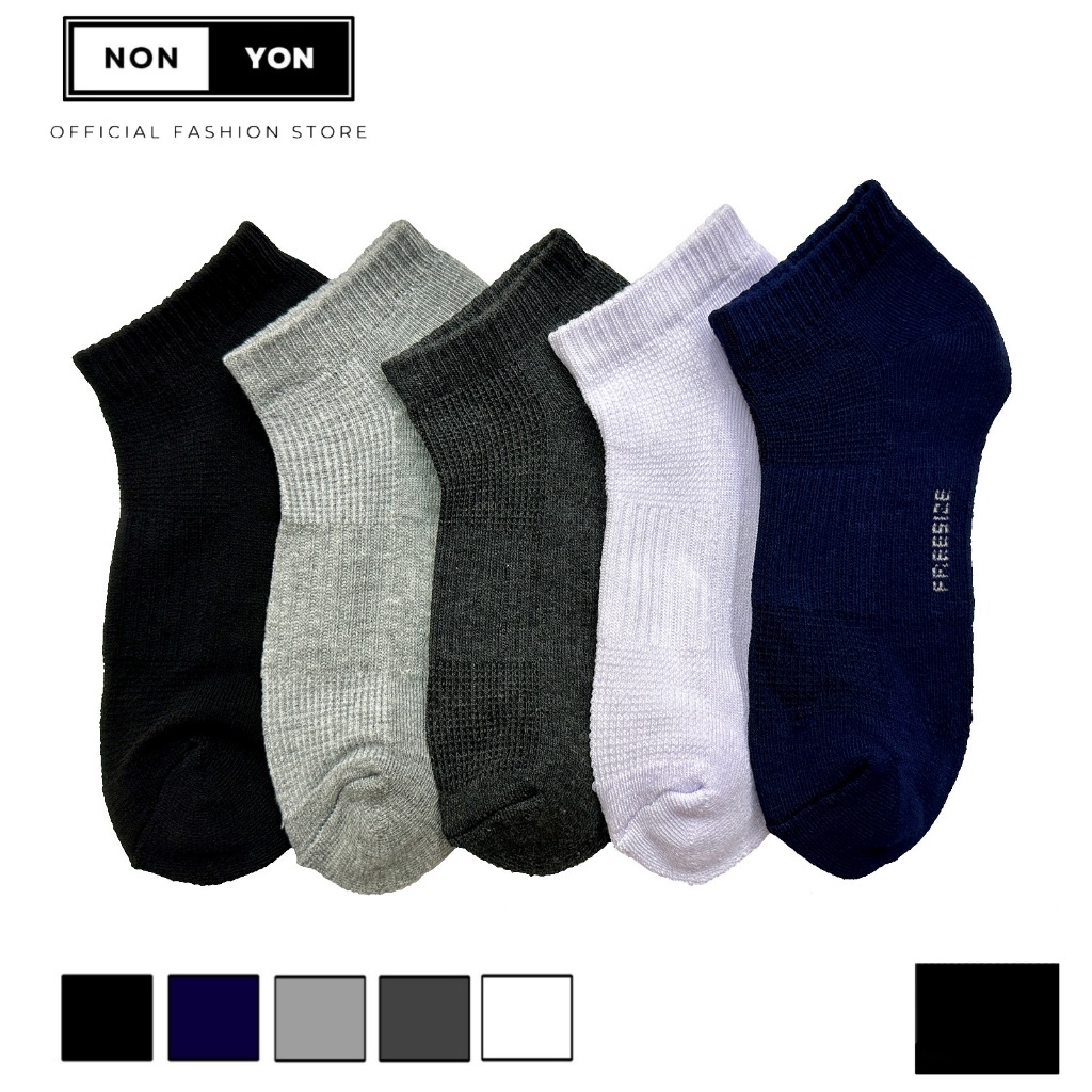 NONYON SOCK ถุงเท้าข้อสั้นพื้นหนาx2 รุ่นVX กระชับเท้า ระบายอากาศ เซต3คู่