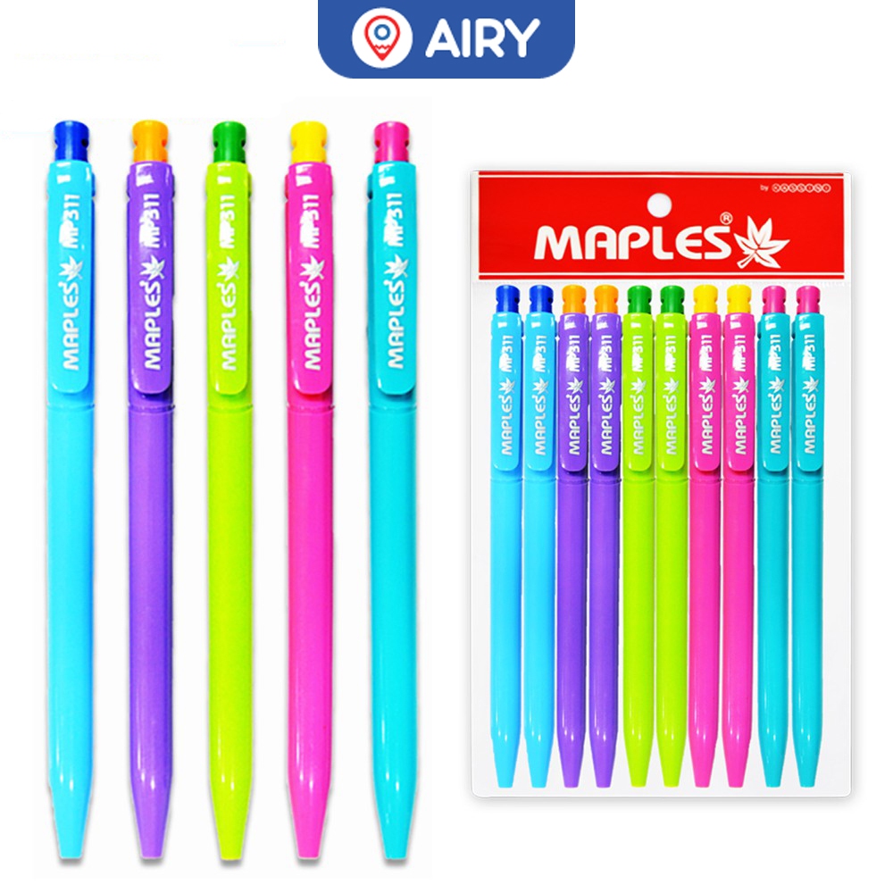 ปากกาลูกลื่น Maples หมึกน้ำเงิน แพค 10 แท่ง ขนาดเส้น 0.5 ปากกาน้ำเงิน รุ่น 311