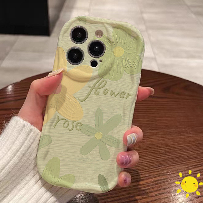 【ส่งจากไทย】จัดส่งภายใน 3 วัน เคสไอโฟน11 เคส For iPhone 11 12 13 14 15 Pro Max 7 8 Plus SE Case ภาพวาดสีน้ำมันสีเขียว เคส