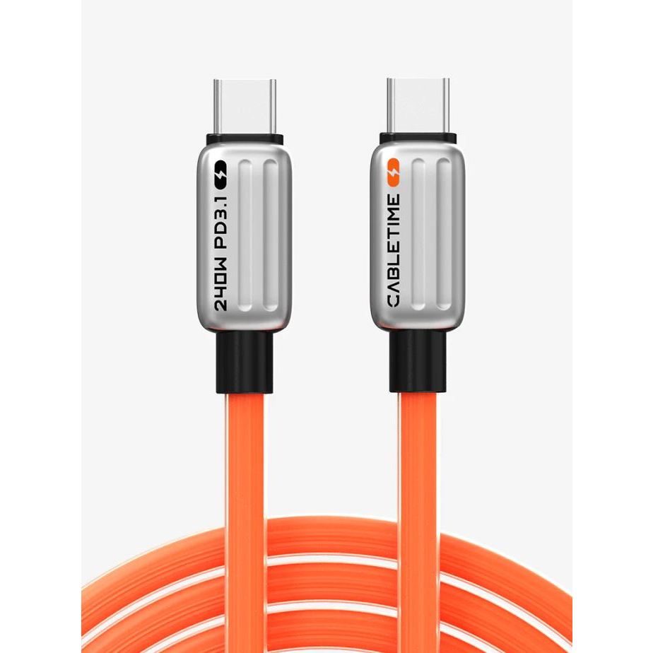 CABLETIME สายชาร์จ USB-C 240W PD3.1 อย่างรวดเร็ว2M สำหรับ I 15 PRO MAX รุ่น CU04L