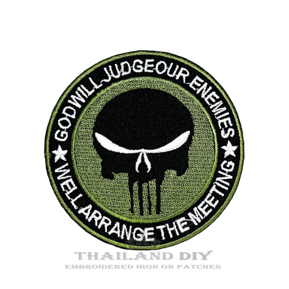 ตัวรีดติดเสื้อ ทหาร หัวกระโหลก หน่วยรบพิเศษ หน่วยซีล Punisher Skull Military Patch งานปัก DIY ตัวรีด