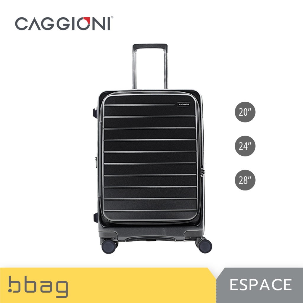 Caggioni กระเป๋าเดินทาง ฝาหน้า รุ่นเอสเปซ Espace (N20022) ล้อคู่ TSA Lock 20/24/28 นิ้ว : สีดำ