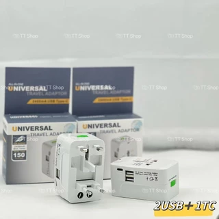 Universal travel adapter หัวแปลงปลั๊กไฟ 1500W ปลั๊กแปลง usb ปลั๊กขาต่างประเทศ 1USB ➕1TC
