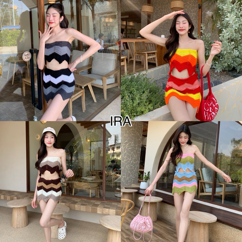BY IRA Talay Set เซ็ท 2ชิ้น ชุดเซ็ตทะเล เกาะอกไหมพรม+กระโปรงไหมพรมสีสันคือน่ารักม๊ากกก สายแซ่บ สายฝอ ตัวMomเวอร์!!!