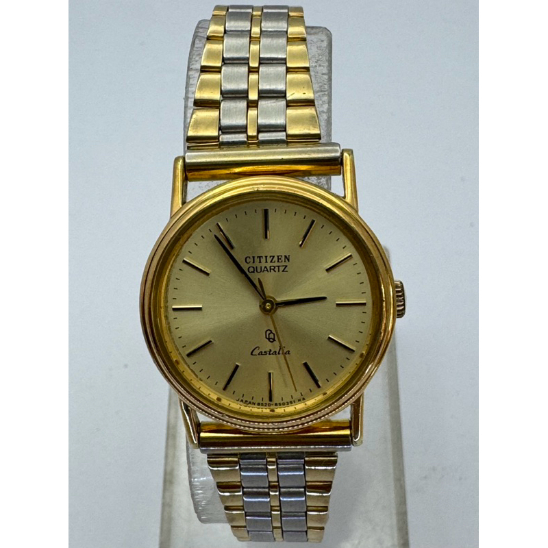 CITIZEN Castalia Quartz ตัวเรือนทองชุบ นาฬิกาผู้หญิง มือสองของแท้