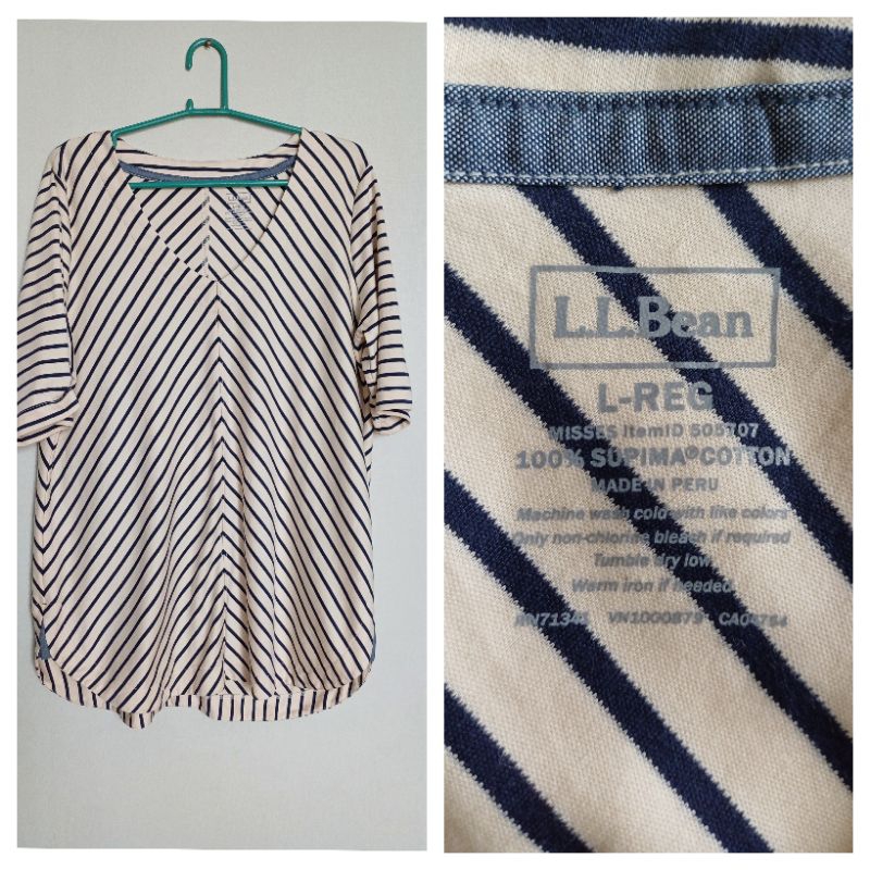 L.L.Bean เสื้อยืดลายทาง Size L Regular