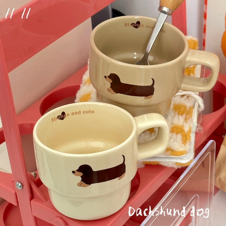 [พร้อมส่ง] 🐶 dachshund ceramic cup แก้วเซรามิก แก้วน้ำ