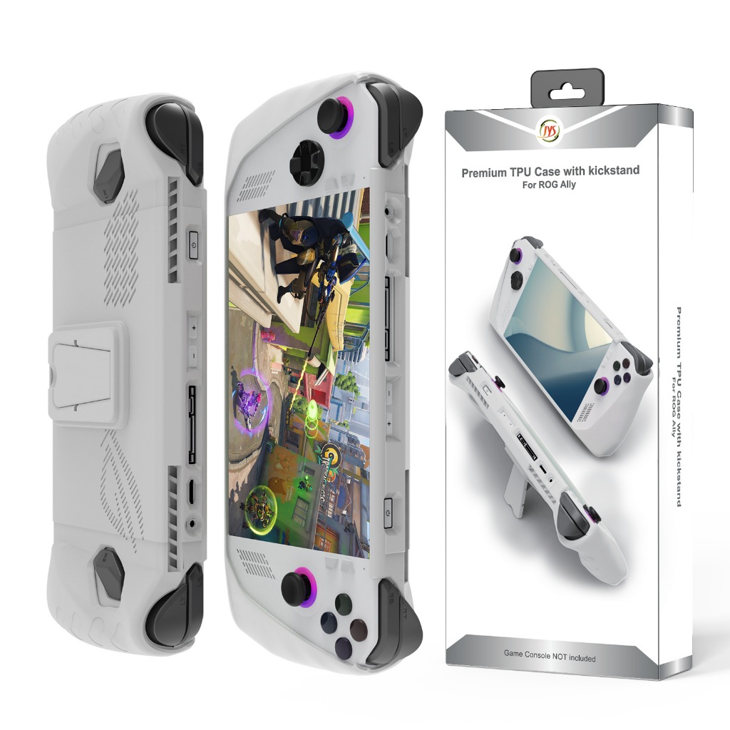JYS เคสป้องกัน TPU ASUS ROG Ally พร้อมขายึดด้านหลัง ป้องกันเหงื่อ กันลื่นและป้องกันการตก