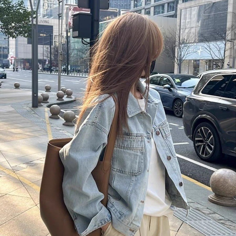 Jk เสื้อแจ็คเก็ตยีนส์สไตล์เกาหลีพร้อมส่ง