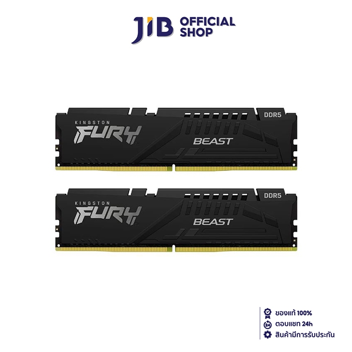 16GB (8GBx2) DDR5 5600MHz RAM (หน่วยความจำ) KINGSTON FURY BEAST DDR5 (BLACK) (KF556C40BBK2-16)