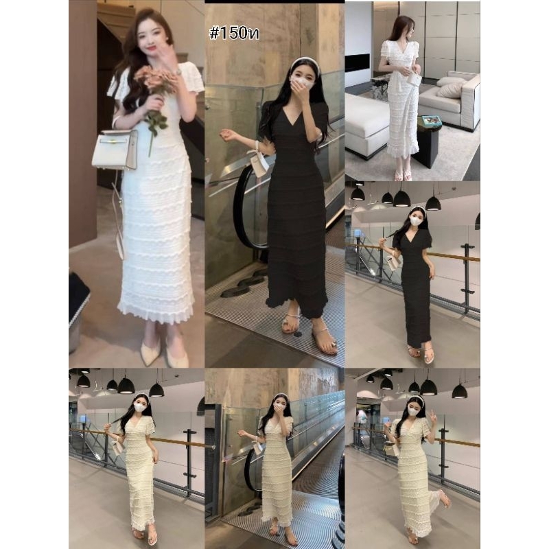 แม็กซี่เดรส #ส่งฟรี⚘ #116ท #150ท #126ท ✁ฟรีไซส์〻อก 38-40" เอว 44” สะโพก 46" ความยาว 42" มี 3รุ่น