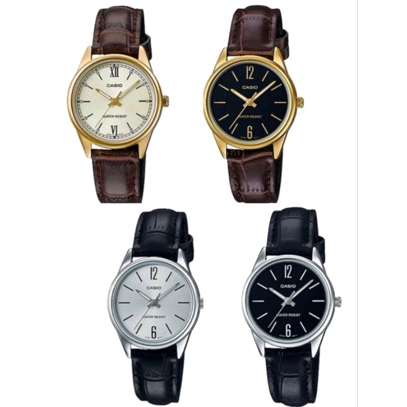 CASIOนาฬิกาสายหนังLTP-V001GL/LTP-V002L/LTP-V004L  LTP-005L LTP-006L ของแท้รับประกัน1 ปี