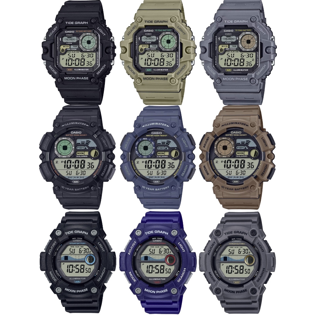 นาฬิกาตกปลา Casio WS-1500H WS-1500 WS-1300 WS-1300H  WS-1700H ประกันศูนย์  1 ปี(WS-1700H-1AV)