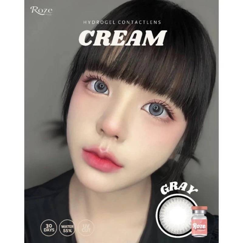 คอนแทคเลนส์ลายฮิตในติ๊กต็อก Roze รุ่น Cream Gray-Brown ปังสุด