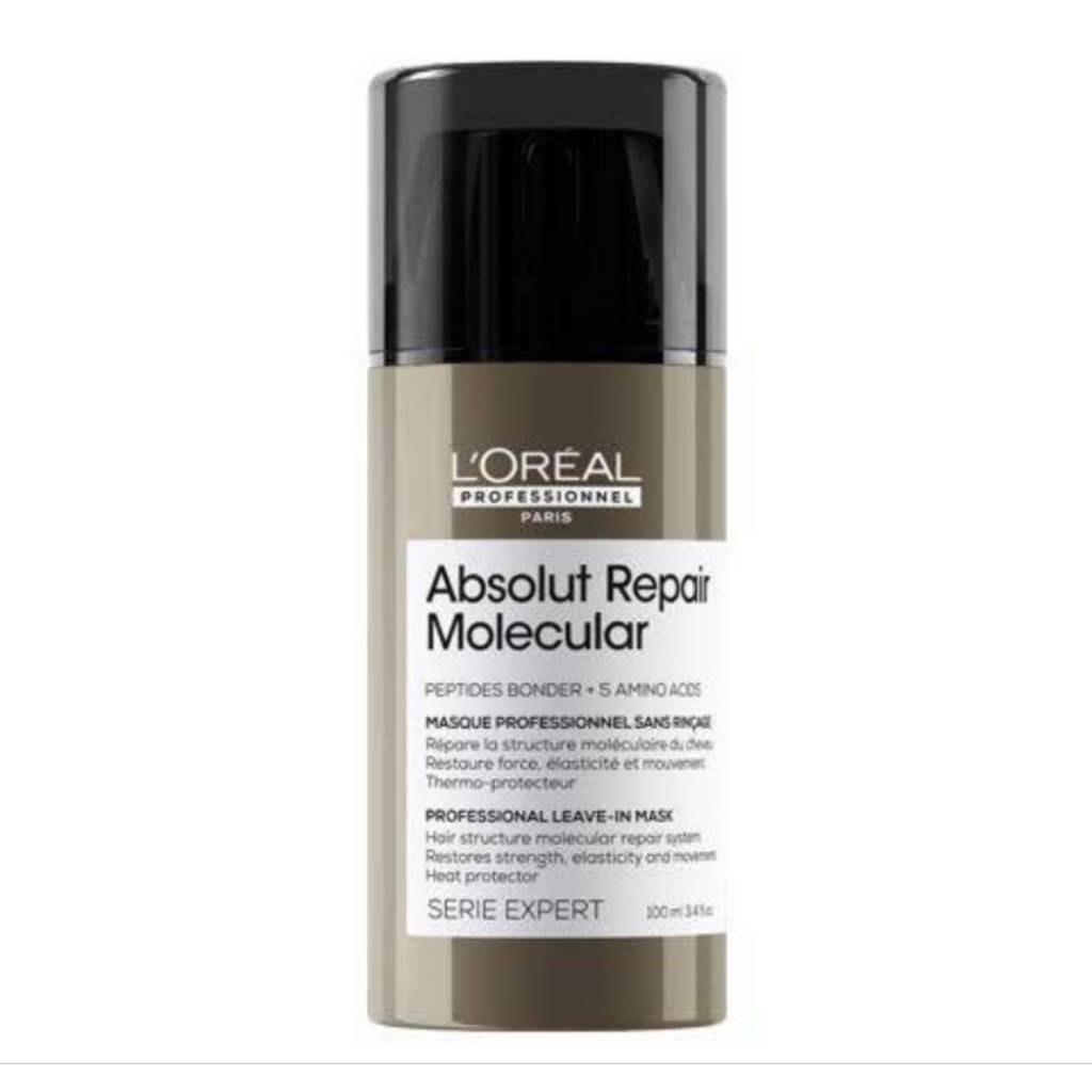 Loreal Absolut Repair Molecular Leave-In Mask 100ml บำรุงถึงชั้นไฟเบอร์ของเส้นผม เสริมแกนผมให้แข็งแรง มีน้ำหนัก