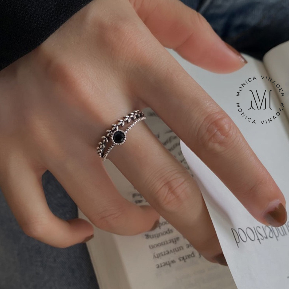 ✨💕แหวนเงินแท้ Black Diamond แหวนเพชรสีดำนำโชค แหวนมงคล แหวนผู้หญิง แหวนพลอย แหวนไพลิน แหวนปรับขนาดได้ แหวนหิน