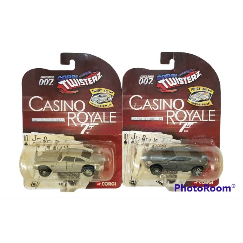 Model Corgi รถพลาสติกสะสมหายาก, สภาพดีในแพ็คTwist' Em up " Jame Bond 007 " Casino Royal 007Aston Mar