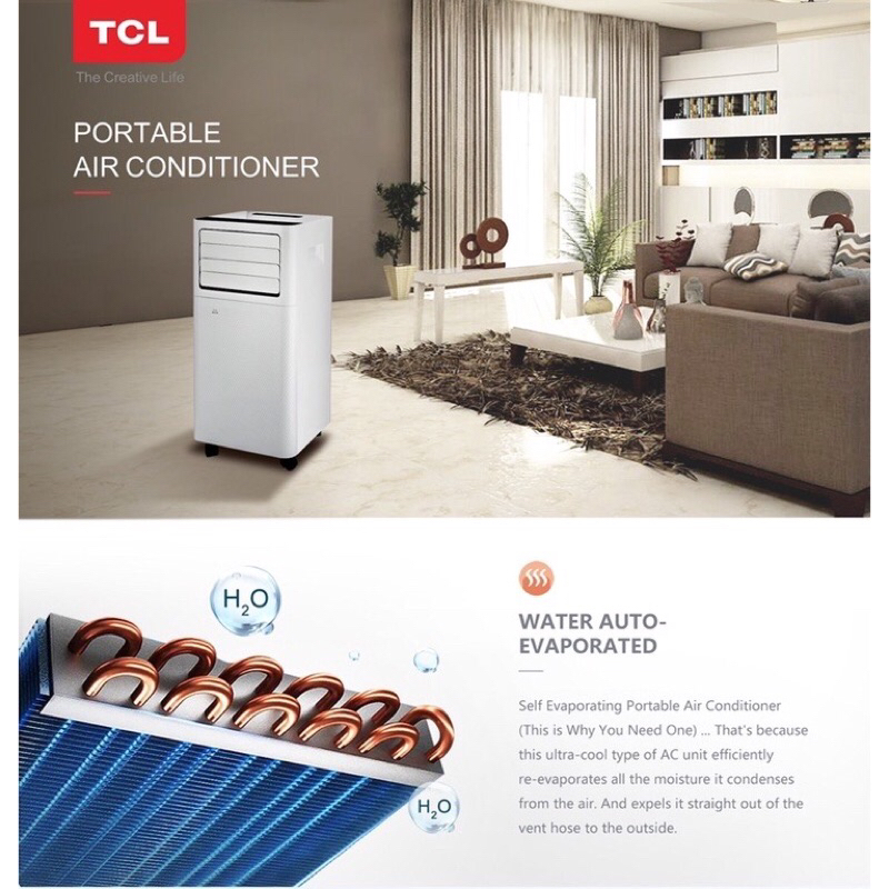 ลดราคาถูกมาก! TCL แอร์เคลื่อนที่ 9000BTU รุ่นTAC-09CPA/RS portable air conditioner Touch Control LED Display ประกัน 5 ปี