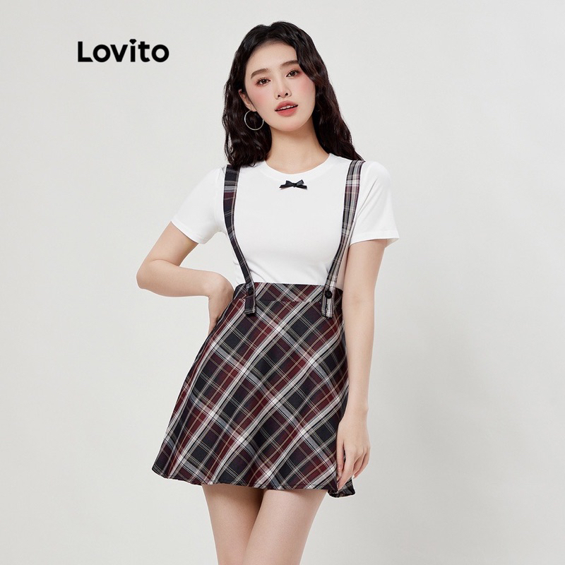 [Lovito] ชุดเซตเอี๊ยมประโปรง (ได้เสื้อ+เอี๊ยม) - ส่งต่อ (มือ 1 ห้อยป้าย)