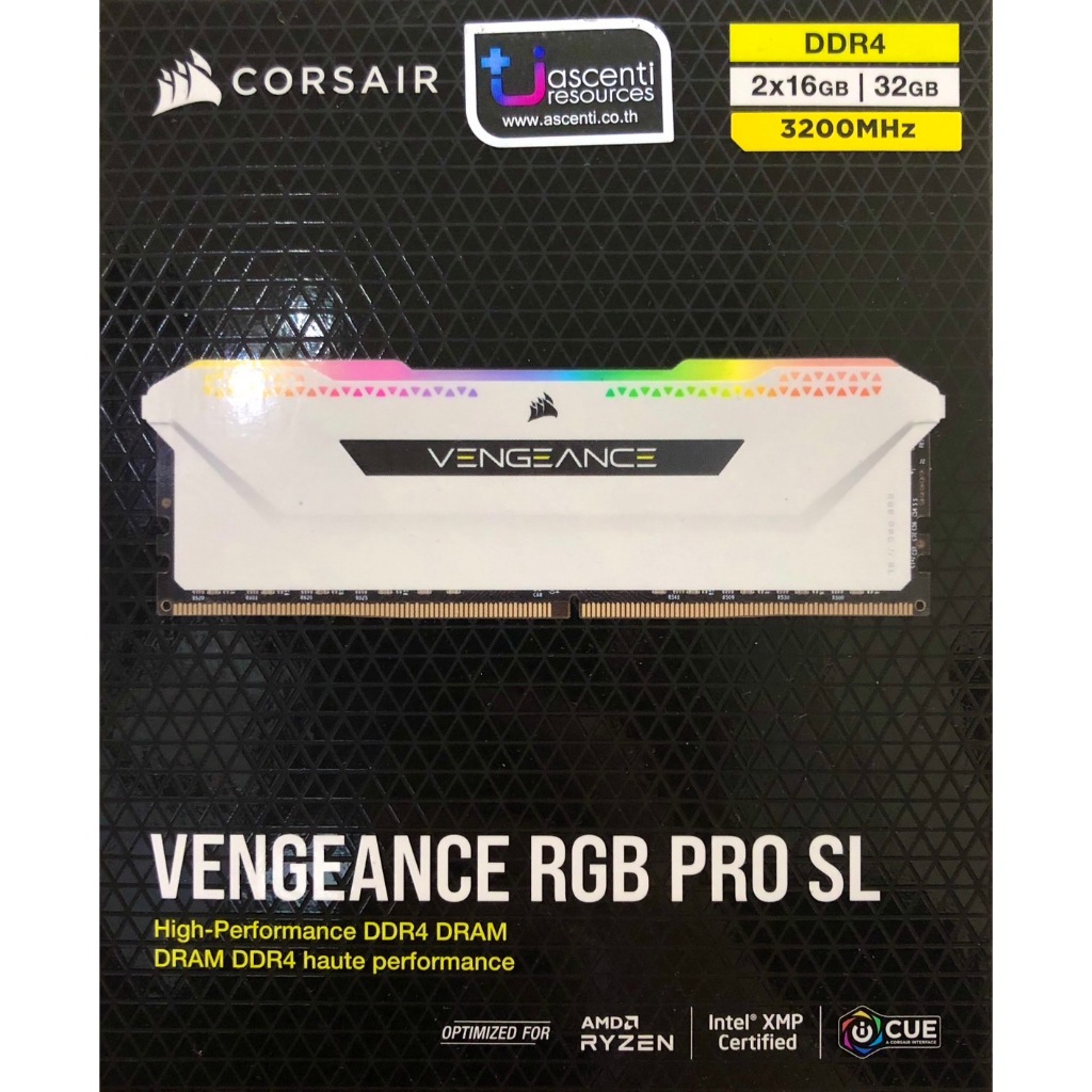 RAM 32GB (16GBx2) DDR4 3200MHz CORSAIR VENGEANCE PRO SL RGB (WHITE)  มือสอง