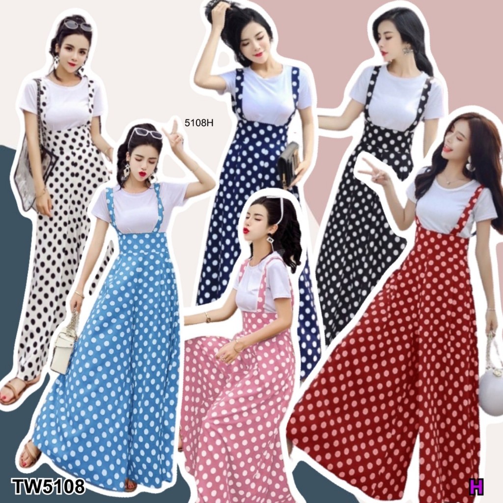 TwinsShopVip💗พร้อมส่ง TW5108 Set สื้อ+เอี๊ยม