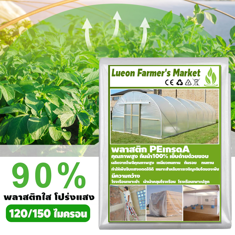 พลาสติกโรงเรือน คุม โรงเรือน พลาสติกคลุมโรงเรือน กันฝนgreenhouse หนา 150 ไมครอน UV7% โรงเรือนแคคตัส 