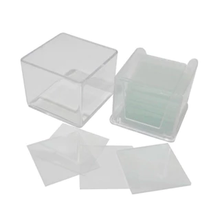 กระจกปิดสไลด์ 22x22 mm. (100 ชิ้น/กล่อง)