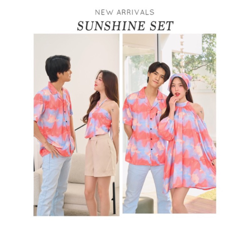 ใช้โค้ด 30% Topเหลือตัวละ 175.- ได้ Minimal Set เชิ้ตแขนสั้น Topคล้องคอผูกหลัง Dressเปิดไหล่ Sunshine Set