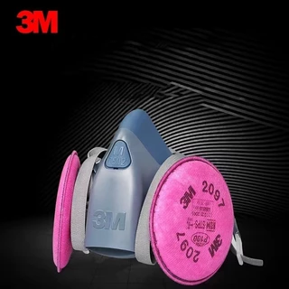 3M 7502+2097 หน้ากากป้องกันฝุ่นละออง ฟูม โลหะ งานเชื่อม บัดกร ตัวกรอง P100 มาตรฐาน ซิลิโคนกันกระแทกหน้ากากกันสารพิษ3ชิ้น