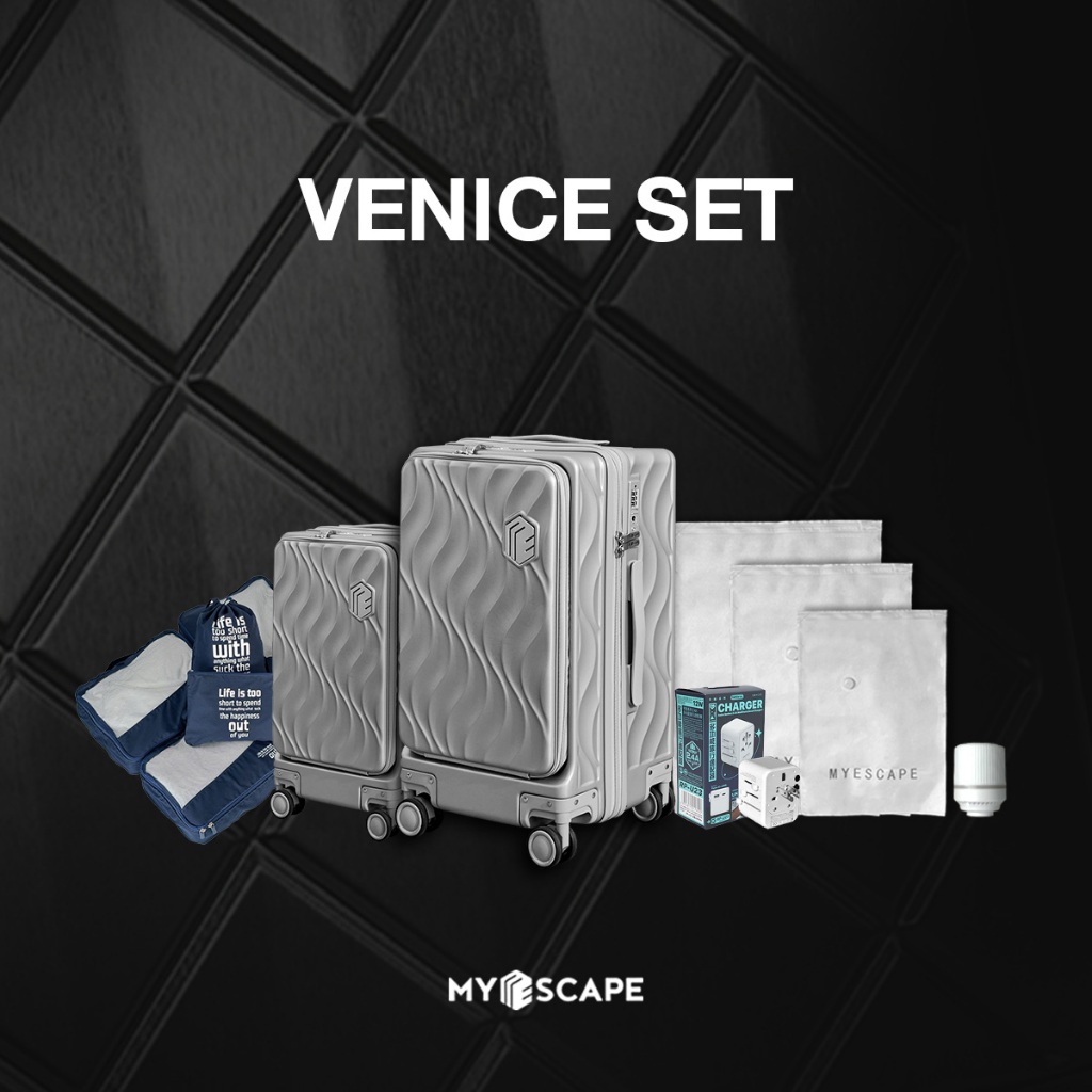 กระเป๋าเดินทางล้อลาก โครงซิป Venice Set (22"+26"+ 30"+ปลั๊ก+Baggage+ถุงสุญญากาศ)