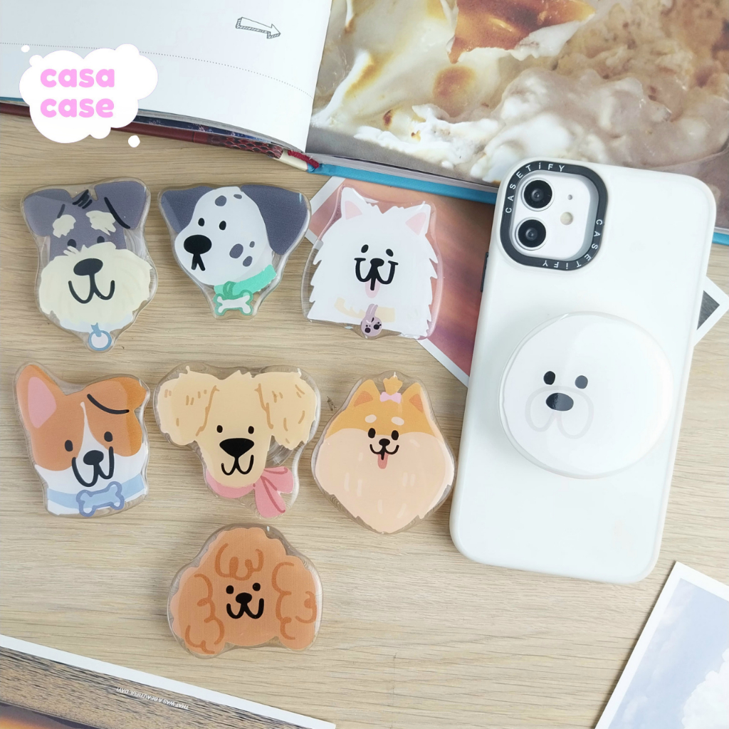 Griptok Acrylic ปอมๆ การ์ตูนติดหลังมือถือ ที่ติดโทรศัพท์ กริ๊บต็อกติดเคส
