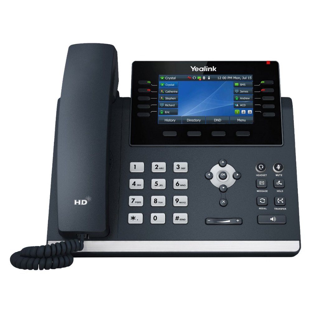 YEALINK SIP-T46U | โทรศัพท์ไอพี หน้าจอสี TFT 12 สาย รองรับPoE และมีพอร์ต USB