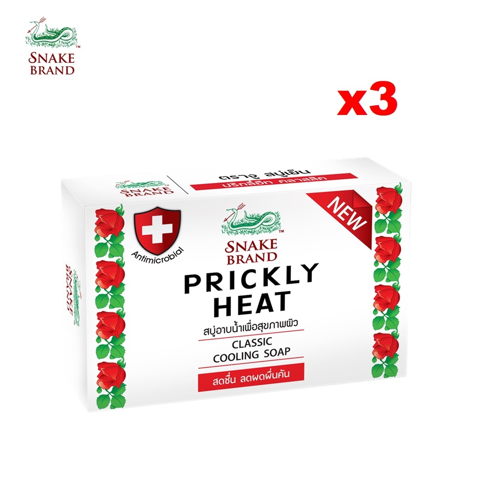 Snake Brand สบู่เย็นตรางู สูตรคลาสสิค 100 กรัม แพ็ค 3 ก้อน Classic Cooling Soap x3 (สบู่ก้อน)