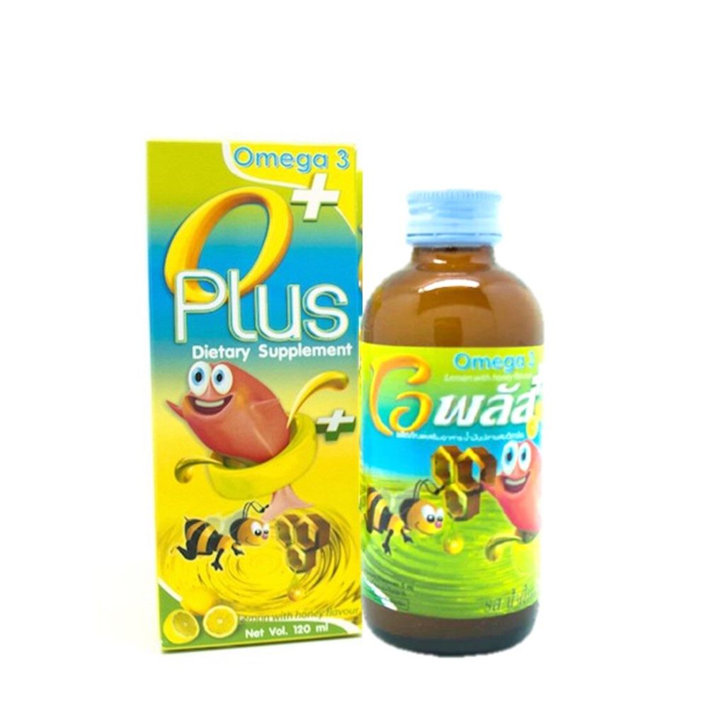 O plus omega 3 โอพลัส โอเมก้า 3 อาหารเสริม เด็ก วิตามิน รสน้ำผึ้งมะนาว 120 ml