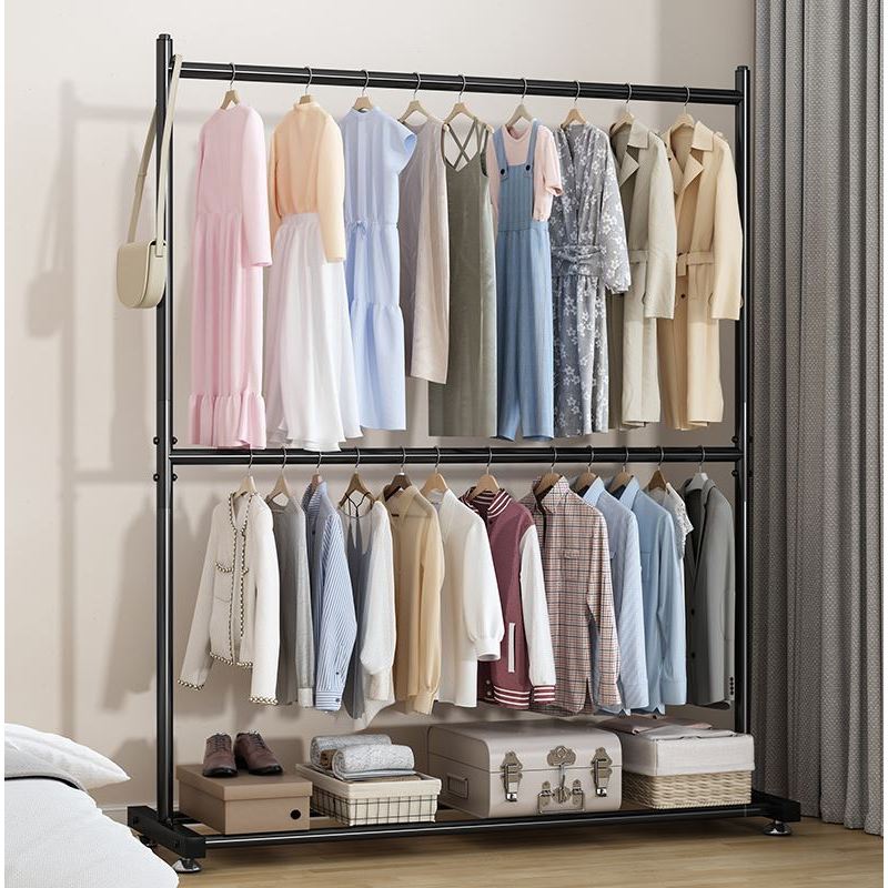 [หนาพิเศษ ราว 2ชั้น] ราวตากผ้า เหล็ก 200CM พร้อมล้อเลื่อนเคลื่อนย้ายสะดวก แข็งแรงและทนทาน เเขวนได้50ตัว IKEA drying rack