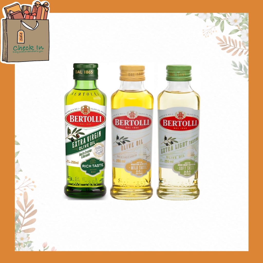 Bertolli น้ำมันมะกอก 4 สูตร Bertolli Organic, Extra Virgin,Olive Oil, Extra Light, ขนาด 250 ml