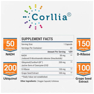 [Corllia]❇️NADH➕UBIQUINOL COQ10➕D-RIBOSE➕GRAPE SEED ( 60 แคปซูล )