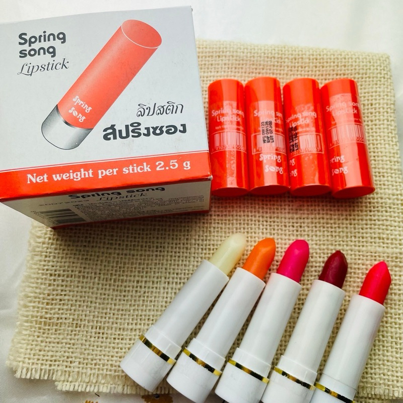( ยกกล่อง 12 แท่ง ) | ลิปสติก สปริงซอง Lipstick Spring song มีหลายสี ลิปทาริมฝีปาก