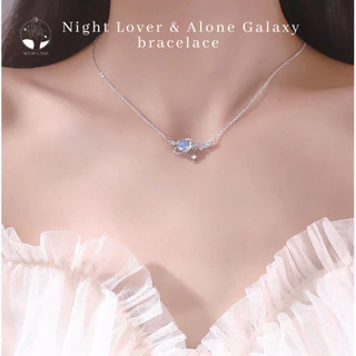 MNL💗Night lover & Alone Galaxy สร้อยคอจี้ พระจันทร์ดาว สำหรับคู่รัก ความหมายดี เครื่องประดับแฟชั่นเงินแท้ สไตล์มินิมอล