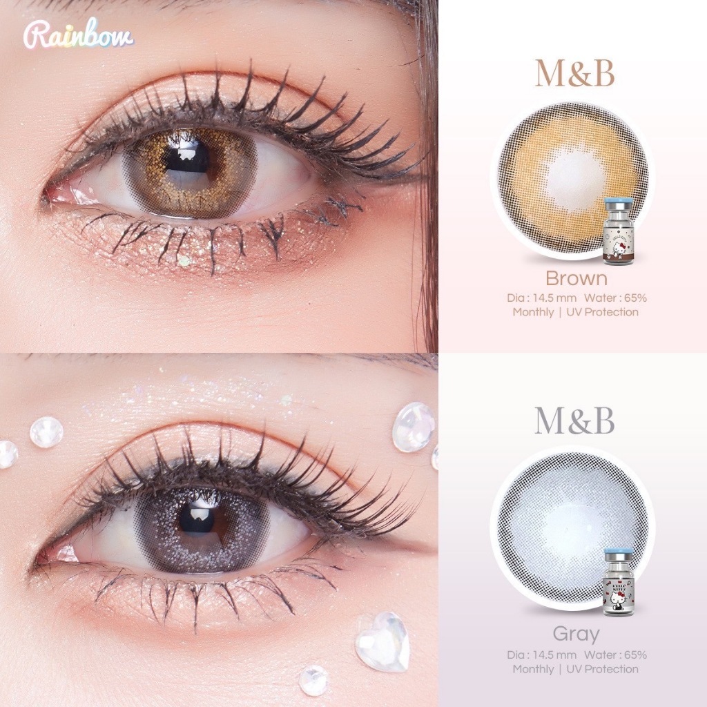 (EXP12/2026) RainbowLens 👀🌈 M&B คอนแทคเลนส์รายเดือน ค่าอมน้ำสูง เลนส์กัน UV ผลิตจากเกาหลี ลิขสิทธิ์แ