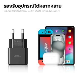 VEGER VC-20W01&V-04 SET ชุดชาร์จเร็ว PD20W พร้อมสายชาร์จเร็ว สายยาว 1000mm. l รับประกัน 16 เดือน
