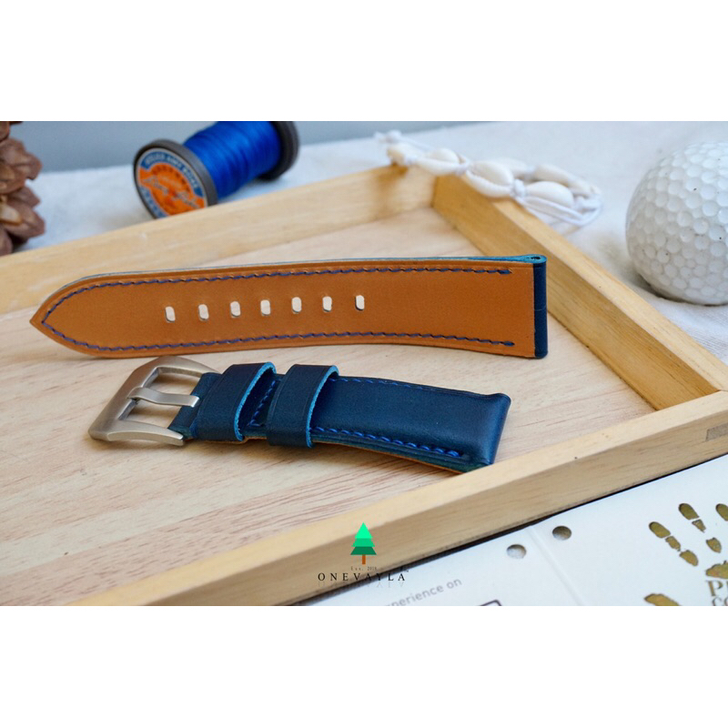 สายนาฬิกา Panerai หนังวัวฟอกฝาดอิตาลี Buttero 🇮🇹 สีน้ำเงิน