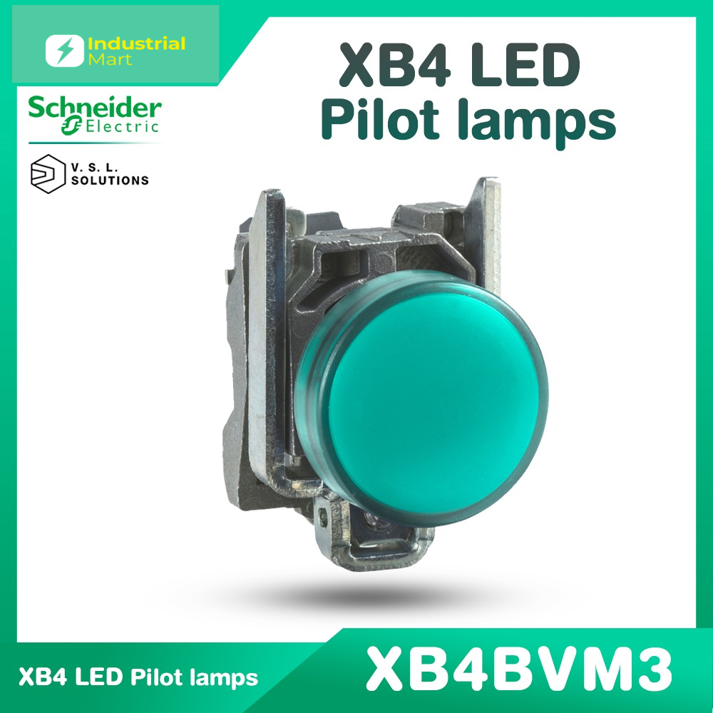 Schneider Electric XB4 ไพล็อตแลมป์ LED Ø22mm โลหะ 230-240VAC Pilot lamps (XB4BVM3เขียว)