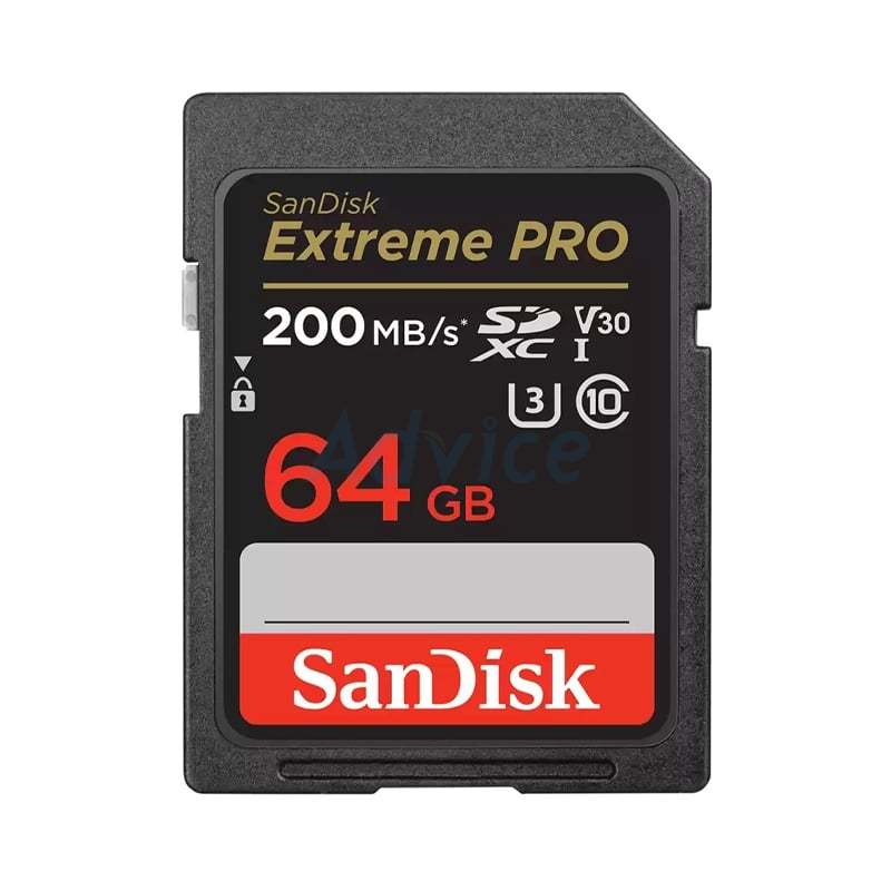 64GB SD Card SANDISK Extreme Pro SDSDXXU-064G-GN4IN (200MB/s.) ประกัน LT.
