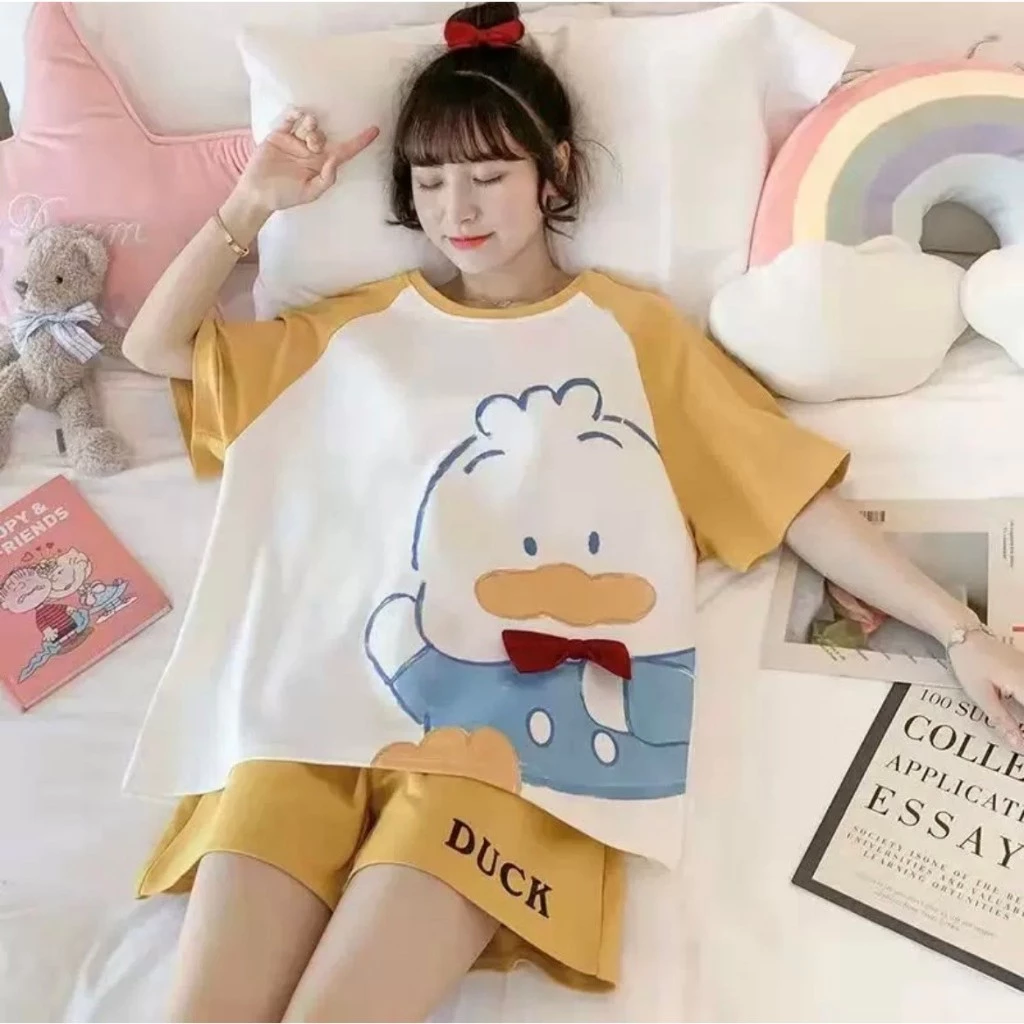 ชุดนอนผู้ใหญ่ ขนาด 5XL เซ็ตแขนสั้น-ขาสั้น ชุดนอนน่ารัก ชุดนอนลายการ์ตูน ชุดนอนสาวอวบ (อก 24 - 48 นิ้ว)
