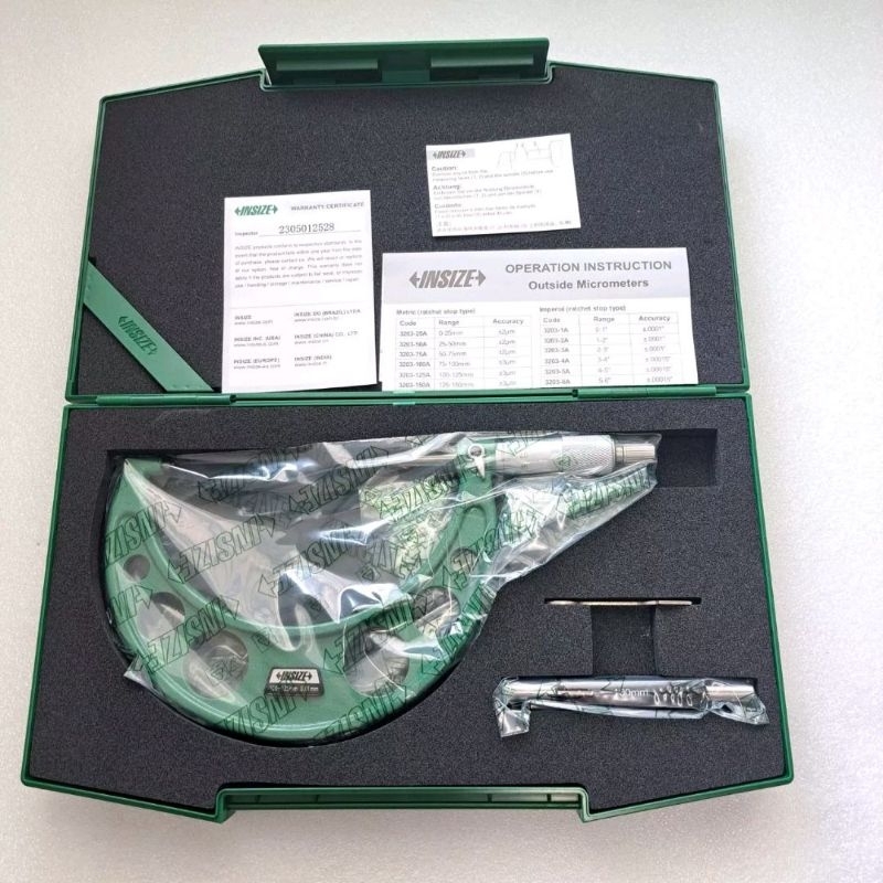 ไมโครมิเตอร์วัดนอก 100-125 มิล Outside Micrometer 100-125mm ; 0.01mm INSIZE (อินไซส์) รุ่น 3203-125A ไมโครวัดนอก