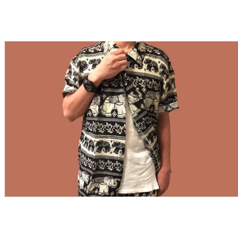 เสื้อฮาวายลายช้างและลายแมวโคราช สีสด คมชัด สามารถใส่ได้ทั้งชาย หญิง