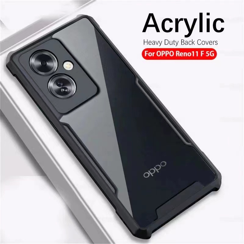OPPO A59 5G/Reno11 F 5G/Reno11 5G(พร้อมส่งในไทย)เคสกันกระแทกขอบสีหลังใสOPPO Reno 11 5G/Reno 11Pro 5Gตรงรุ่น