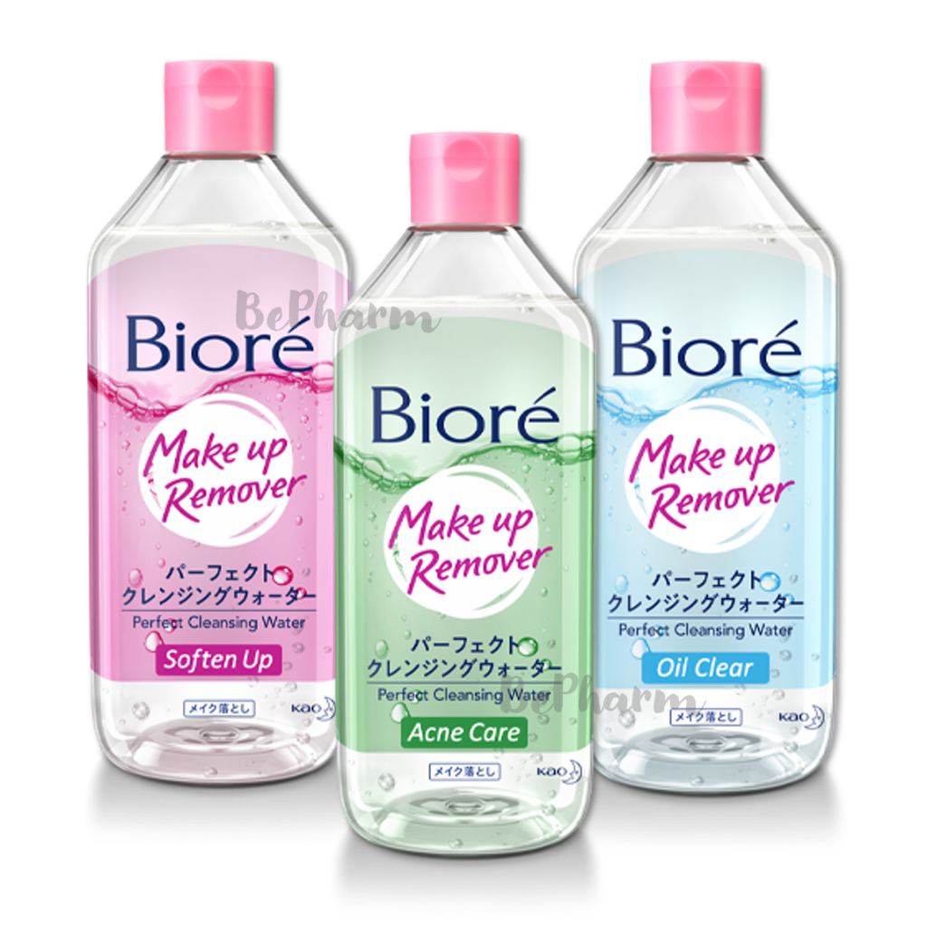 Biore Makeup Remover Perfect Cleansing Water 400 ml Acne Care Soften Up Oil Clear บิโอเร คลีนซิ่ง บิโอเรคลีนซิ่งวอเตอร์