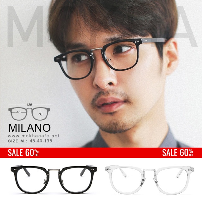 (ลดราคา) MOKHA กรอบแว่นตา รุ่น MILANO แว่นตา ทรงเหลี่ยม กว้าง 138 มม. (size M)